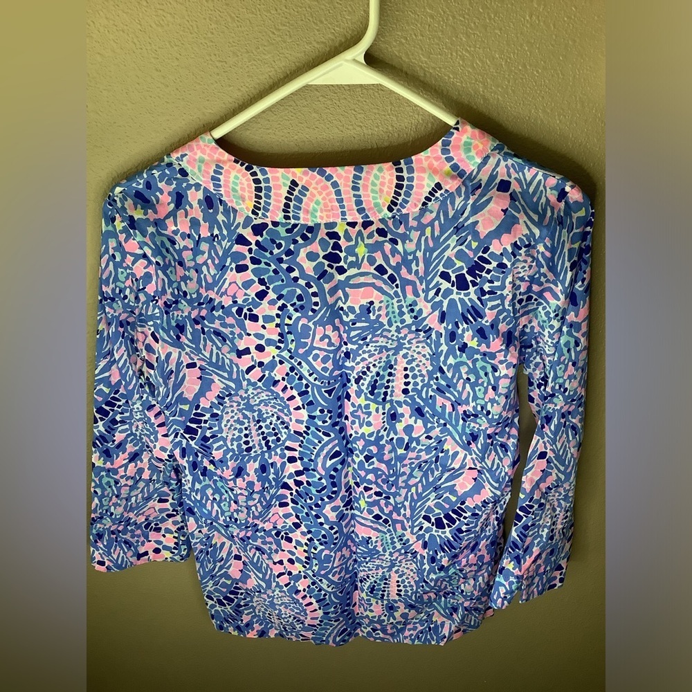 Lilly Pulitzer Amelia Island Tunic in Tic Tac Toe Tile Print, Size XS - Picture 5 of 10